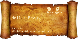 Mellik Ervin névjegykártya